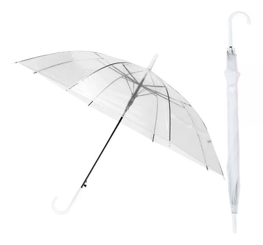 Paraguas Auto 52cm Transparente 8 Varillas🌂-STK-1235